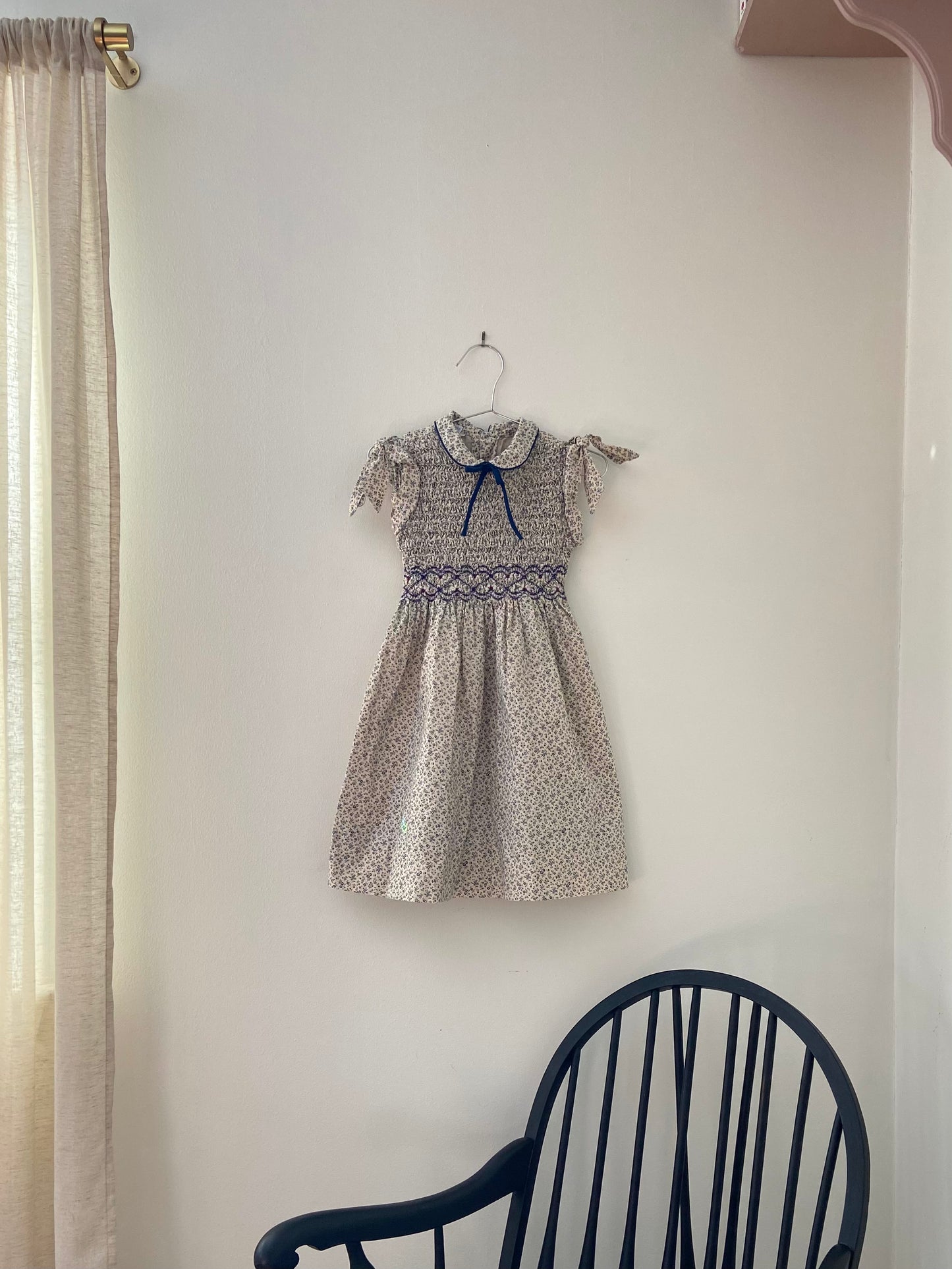 Country Blue Calico Smock Dress 4/5