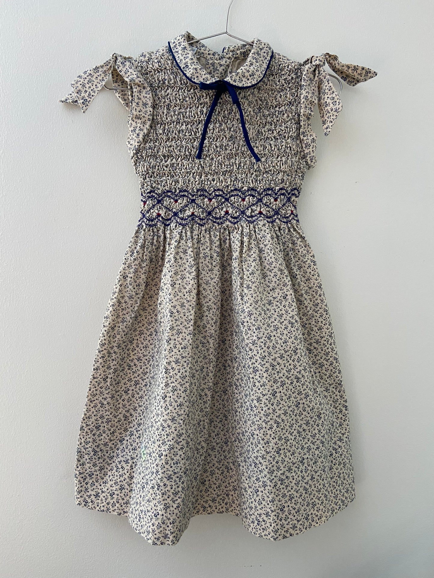 Country Blue Calico Smock Dress 4/5